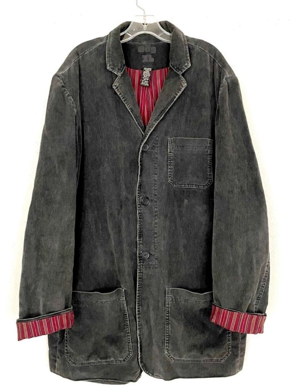 BDG Men’s Smoky Gray Fall Corduroy Sport Jacket with Striped Lining Size XL long